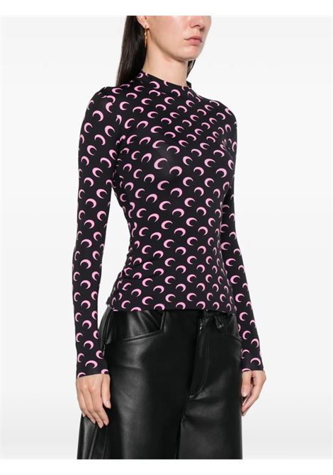 top  moon printed jersey ls highneck donna nero e rosa MARINE SERRE | WTS005ACJER0001BK90